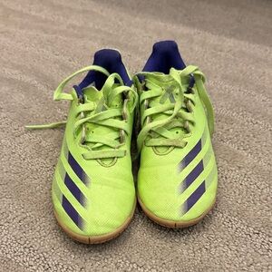 Adidas Kids Neon Green and Purple Soccer Shoes